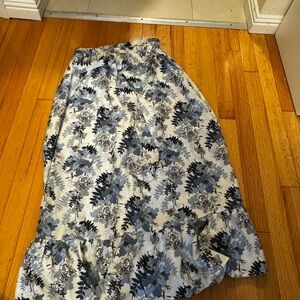 SHEIN Blue and White Floral Maxi Skirt